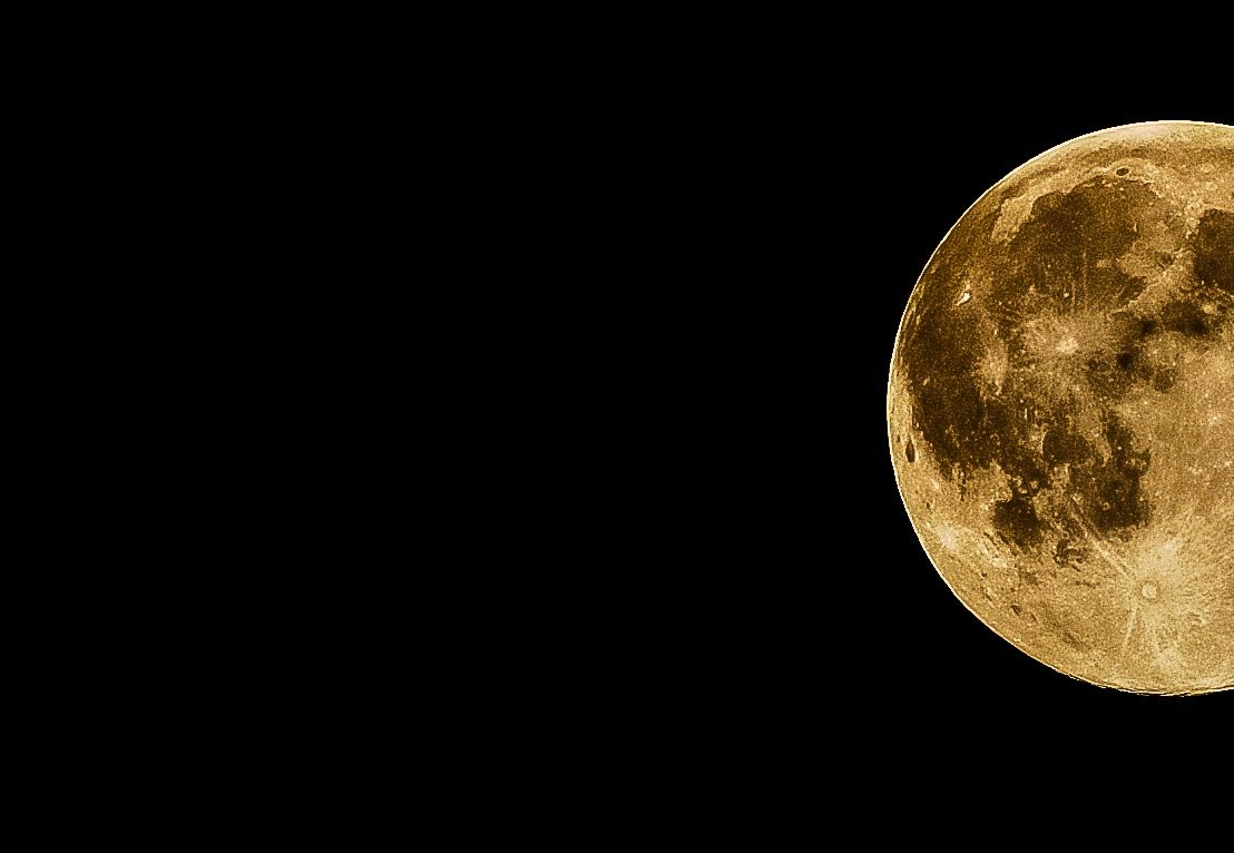 A vivid full moon against a dark, starless night sky, perfect for backgrounds.